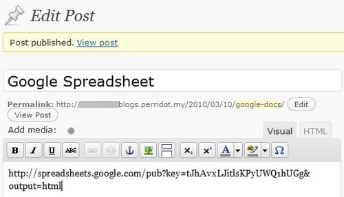 publish spreadsheet